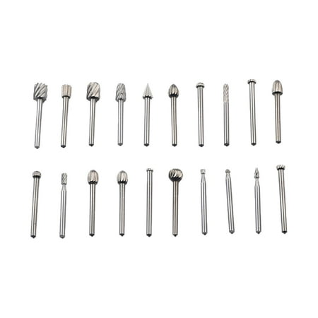 

20 Pieces Rotary Drill Set Engraving Bits Milling Cutter Wood Rasp files Cutting Burr Bit for Steel and Wood Working Polishing DIY Jewelry silvercoloured