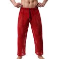 thumbnail image 4 of Cenuakty Men's Mesh Fishnet Pants Solid Color See Through Stretchy Muscle Trousers Drawstring Stretchy Sleep Lounge Bottoms, 4 of 8