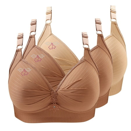 Lisbinx Bras for Women Full Coverage 3PC Woman s Printing Gathered Together Large Size Daily Bra Underwear No Rims Holiday Deals