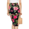 thumbnail image 3 of Made by Johnny Women's Elastic Waist Stretch Bodycon Midi Pencil Skirt XXXL NAVY_FUCSHIA, 3 of 5