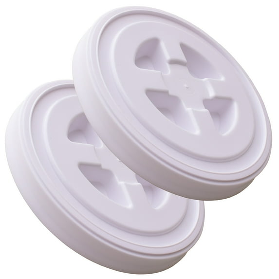 Handy Pantry Smart Seal Replacement Lid - 2 Pk, White - Easy Screw Top Container Lid for 3.5,5,6 & 7 Gallon Buckets - Food Grade, Industrial & BPA Free, Storage, Paint, Brine, Pet Food, More