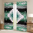 thumbnail image 2 of jejeloiu Retro Boho Aztec Curtains Pack of 2 (42x84 Each),Rustic Farmhouse Tribal Curtains Blackout,Green Pink Bohemian Rhombus Bedroom Curtains For Teens,Microfiber Bedroom Decor, 2 of 6