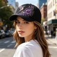 thumbnail image 6 of romoty Womens Black Hummingbird Floral Embroidered Baseball Cap Adjustable Cotton Sun Hat for Outdoor Travel Hiking, 6 of 6