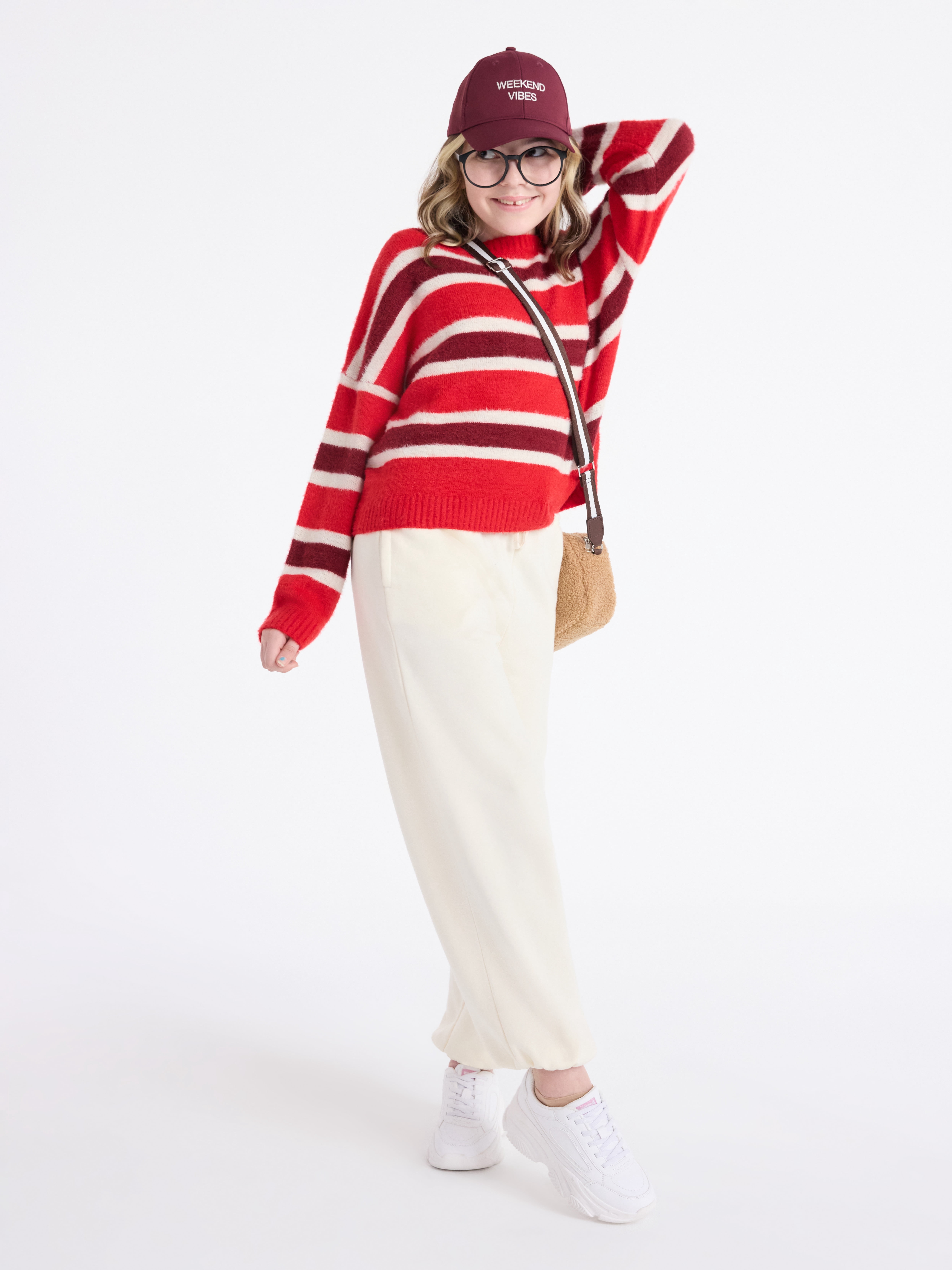 Weekend Academy Girls Striped Sweater with Long Sleeves, Sizes 4-18