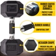 thumbnail image 2 of PRISP Rubber Encased Hex Dumbbell - Cast Iron Hand Weight for Home Gym, Exercise and Fitness with Rubber Grip; Sold Individually, 2 of 8