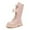Pink, variant on lsirc Girls Lace-Up Combat Boots with Side Zipper & Cute Bow, Knee-High Lug Sole Boots, Beige, US10.5(4-4.5Years)