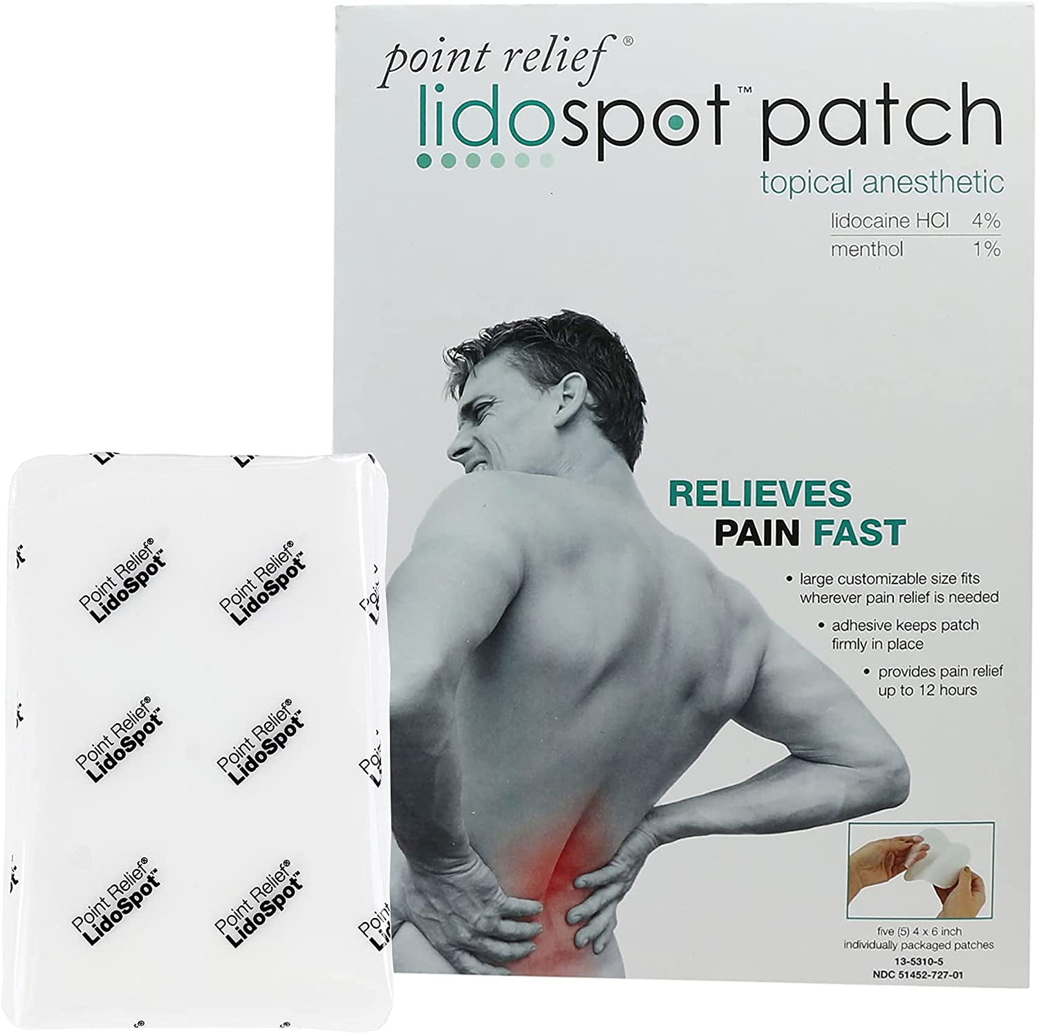 Point Relief LidoSpot pain relieving patch, universal size (4" x 6"), 20/pack