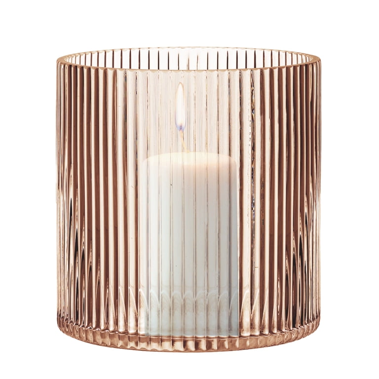 Better Homes & Gardens Amber Glass Ribbed Hurricane Candleholder photo 6