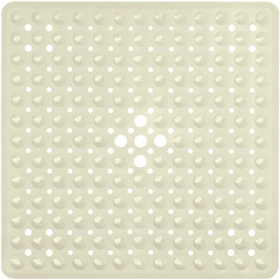 Bathtub Mat Shower Mat Non Slip Bath Mats 21 x 21 inch for Shower Stall Floor Tub Mat with Suction Cups & Drain Holes Machine Washable Square Bathroom Mat (Beige )