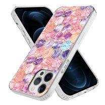 iPhone 12 Pro / iPhone 12 Case, Rosebono Bling Glitter Sparkle Hexagon Marble Graphic Fashion Cute Colorful Skin Cover Shockproof Case for iPhone 12 / 12 Pro