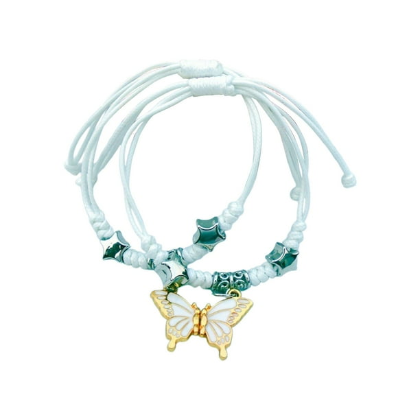 Regalos para Parejas Pulsera de Pareja Magnética Linda Super Girl Tejiendo Cuerda de Mano Regalos para Niñas Lino Ajustable Festival Set de Regalos