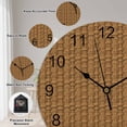 thumbnail image 5 of Wall Clock Brown Rattan Clocks PVC Silent Non-Ticking Battery Operated Decorative Vintage Striped Lines Round Clock for Home Living Room Kitchen Bedroom Office School Wall Decor 10 Inch, 5 of 9