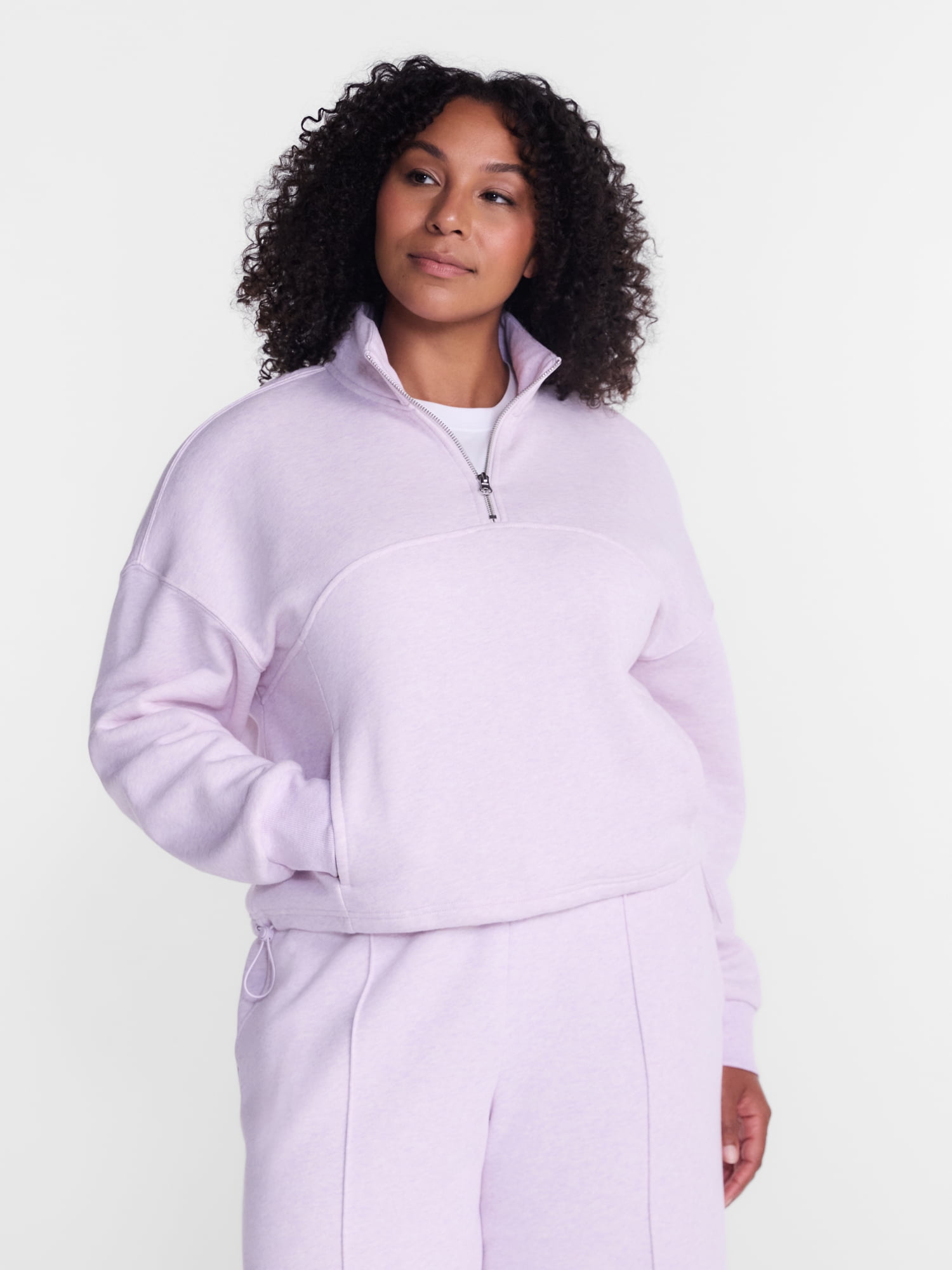 Athletic Works Women's Quarter Zip Fleece Sweatshirt, Sizes XS-XXXL