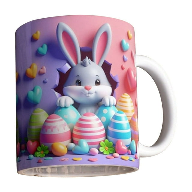 Uklsqma Easter Ceramic Coffee Mug 350Ml | Cute Rabbit Design | Tea Cup Water Cup | Festive Holiday Drinkware | Durable Easy-Clean Ceramic | Comfortable Handle | Perfect Gift for Daily Use