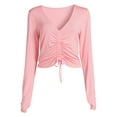 thumbnail image 6 of PSK Collective Front Shirring Thumbhole Long Sleeve Moisture Wicking Crop Top(Women) Size: M, 6 of 6