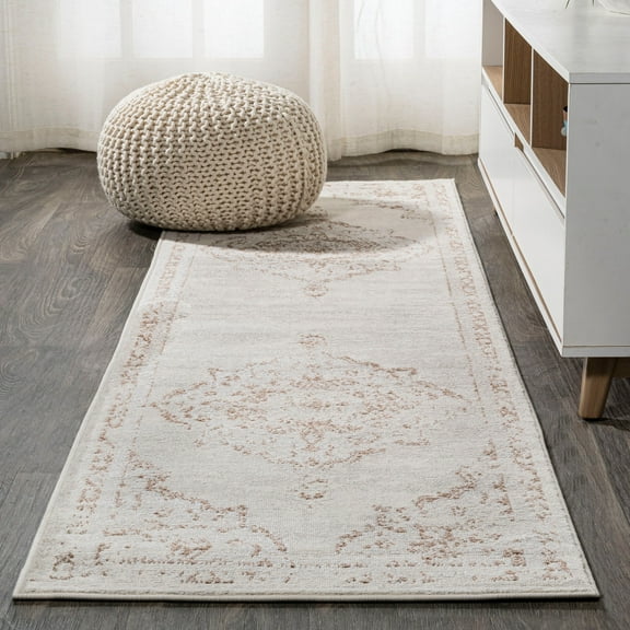 JONATHAN Y MODERN PERSIAN 2 x 10 Runner Rug, Alhambra Ornate Medallion - Cream/Red, MDP400A-210