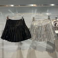 thumbnail image 4 of Girl's Sequins Pleated Skirt Pleated Skirt Full of Sequins Sweet Anti-Shine Dance Costumes Performance Outfit Black 4-5Years, 4 of 7
