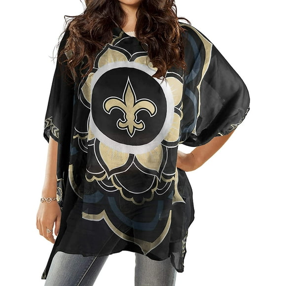 Littlearth Womens NFL New Orleans Saints 1 Caftan Transparent avec Motif de Fleurs, Couleur de l'Équipe, Taille Unique