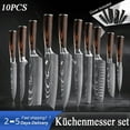thumbnail image 6 of Damascus Kitchen Knife Set 10pcs - Chef, Utility, Boning, Carving, Fruit Knives & Peeler in Gift Box, Stainless Steel for Home, Camping, Restaurant, Birthday Gift, 6 of 10