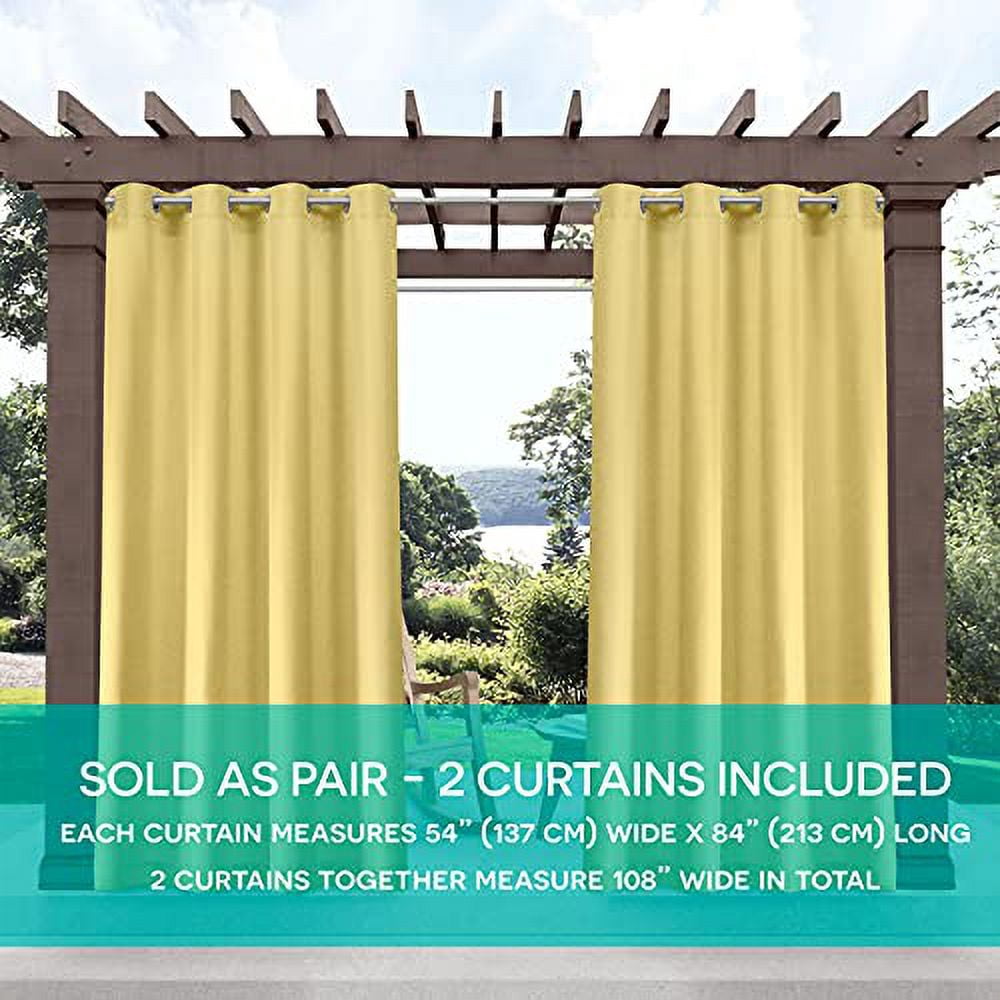 Exclusive Home Curtains Biscayne Indoor/Outdoor Two Tone Textured Grommet Top Curtain Panel Pair, 54x120, Butter