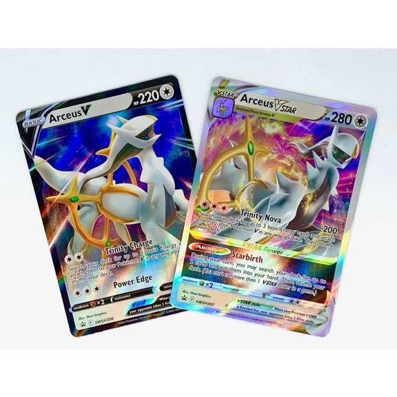 Lote de cartas Pokémon Arceus V y Vstar Black Star Promo SWSH307 + SWSH306
