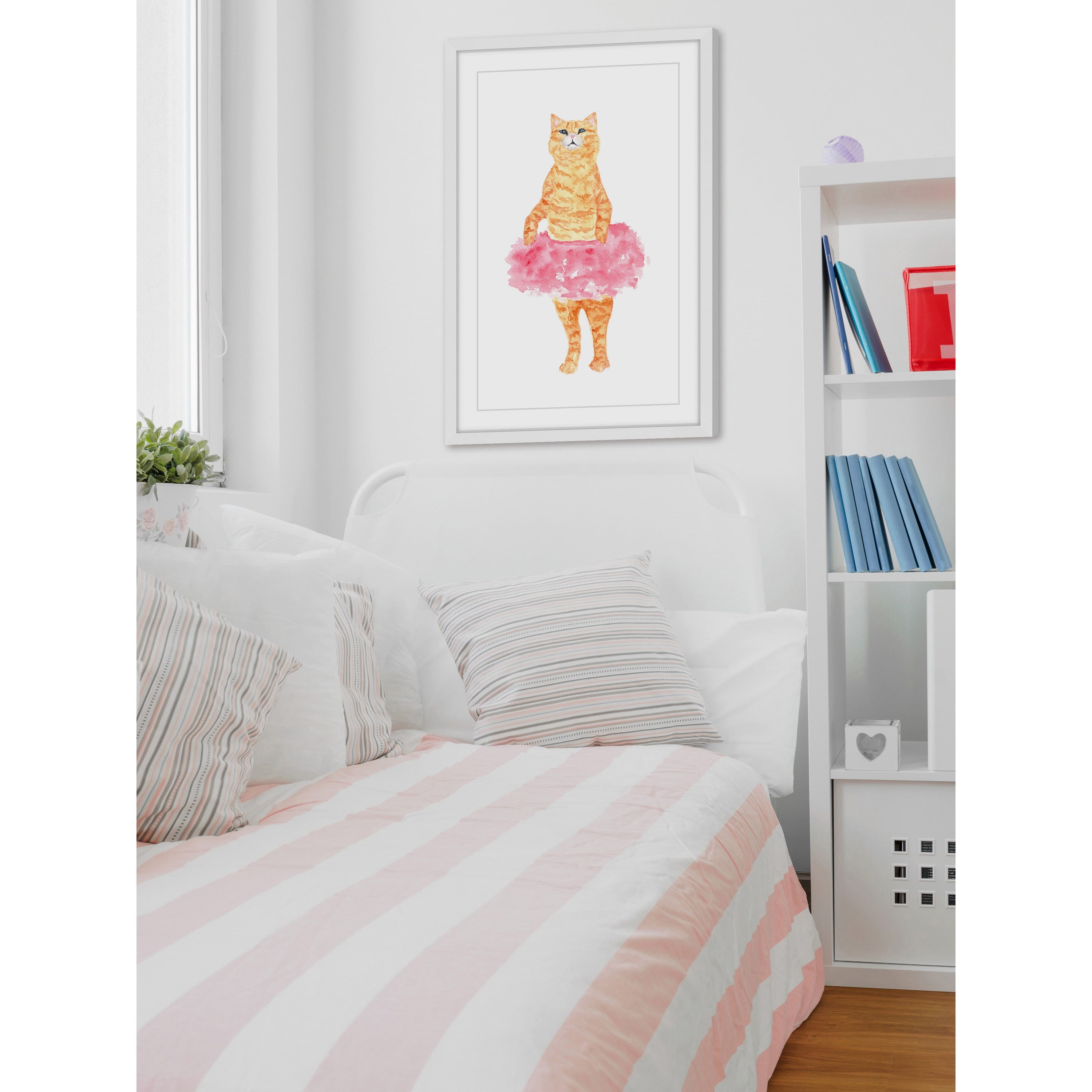 "Ballerina Cat" Framed Painting Print