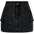 thumbnail image 6 of BLTIBY Girls Bodycon Cargo Jean Skirt Streetwear Y2K Mini Denim Skirts with Pockets Black 14-15 Years, 6 of 6