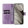 thumbnail image 3 of Designed for iPhone 16 Pro Case Wallet for Women, Flip Folio Cover with Embossed PU Leather Kickstand Credit Card Holder Magnetic Wrist Strap Protective Case for iPhone 16 Pro, Lightpurple, 3 of 6