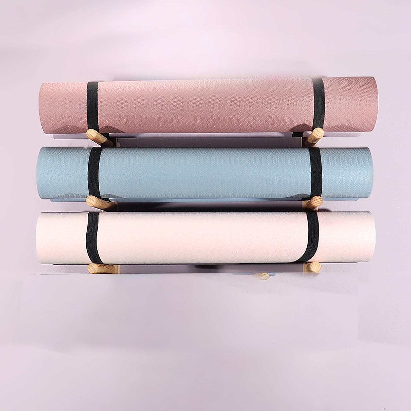 Fiocias 2 Pieces Wood Yoga Mat Storage Rack Gym Organizer Yoga Mat Holder for Skateboard 3 Tier