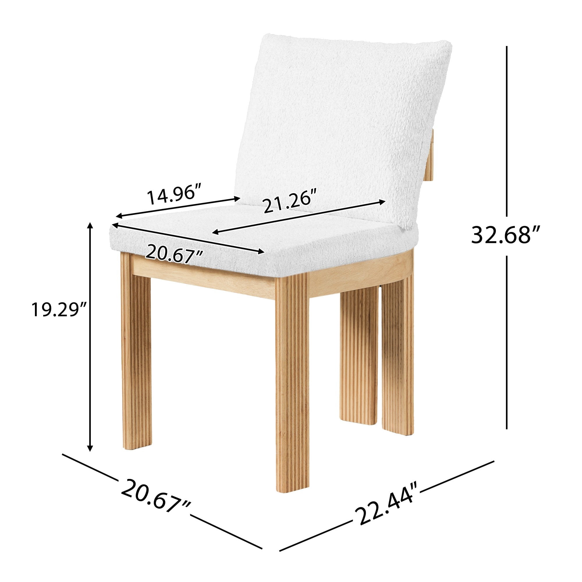 Sailvan Boucle Dining Set of 2 Chairs with Rubber Wood Frame,Upholstered Mid-Century Modern Kitchen Chairs for Small Spaces Beige