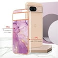 thumbnail image 5 of SaniMore for Google Pixel 8A Case with Wireless Charging Shockproof TPU Backplane Glitter Marble Pattern Fashion Design Anti-drop Anti-fingerprint Skin-feel Cover for Google Pixel 8A, Lightpurple, 5 of 12