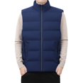 thumbnail image 3 of NoxwB (M-8XL)Men's Casual Plus Size Quilted Thermal Puffer Jacket Outdoor Hiking Photography Vest Coat Stand Neck Full Zip Sleeveless Waistcoat with Zipper Pockets Blue 3XL, 3 of 5