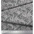 thumbnail image 3 of Soimoi Gray polyester Crepe Fabric Brush Stroke & Dots Abstract Print Fabric by the Yard 52 Inch Wide, 3 of 3