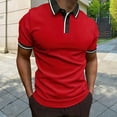 thumbnail image 2 of JTieacloth Mens Button Closure T Shirt Men's Casual Ribbed Lapel Button Business Color Block T Shirt For Men Red XL, 2 of 6