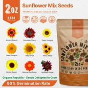 Sunflower Mix Seeds Pack 2 oz – 2,500+ Non-GMO Heirloom Seeds for Planting Indoors & Outdoors – Resealable Bag, High Germination, Pollinator-Friendly Wildflowers – USA Grown