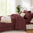 thumbnail image 5 of Flymme Twin Comforter Set Burgundy 5 Pieces Bed in a Bag , Soft Microfiber Red Comforter Bedding Sets with Flat Sheet, Fitted Sheet, Pillowcases, 5 of 9