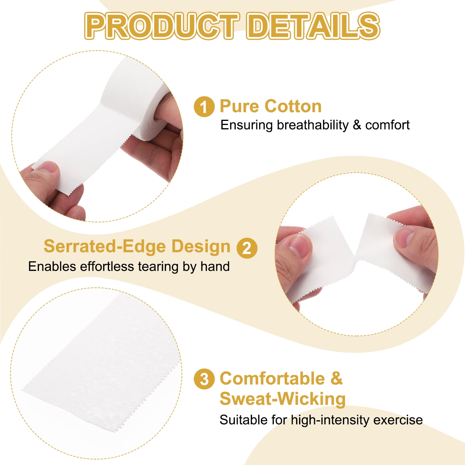 Uxcell Athletic Sports Tape Strong Adhesive Easy Tear with Serrated Edges - 1.5 in x 30 Ft, 6 Rolls, White