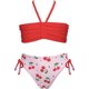 thumbnail image 1 of Traje De Baño De 2 Piezas para Niñas Top De Bikini con Cuello Halter Fruncido Parte Inferior De Baño con Estampado Floral Rojo + Cereza 10 Años Rojo + Cereza 10 Años Xishao ropa, 1 of 2
