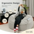 thumbnail image 4 of MCQ Bean Bag Sofa Chair 3Ft, Removable Micro Suede Cover for Adult, Grey, 4 of 6