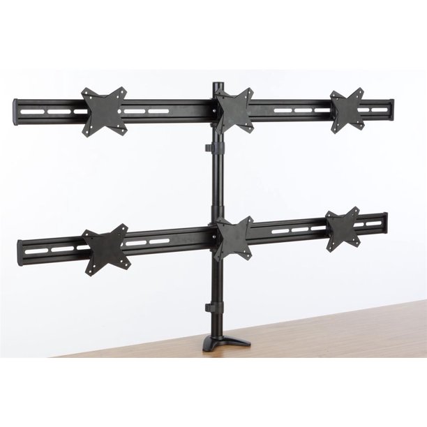 Monitor Desk Mounts for (6) 23” Flat Screens, Height Adjustable