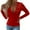 Red, variant on Womens V-Neck Tops Long SLeeve Carnival Solid Color Printed Casual Loose T Shirts Spring Summer Fashion Tees Trendy Clothing