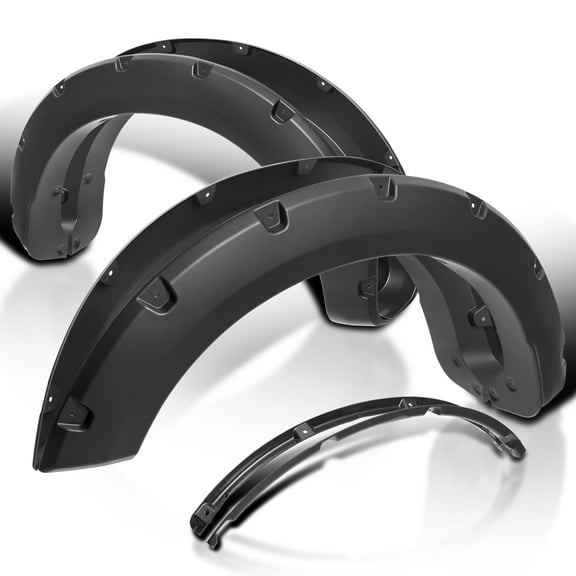 Spec-D Tuning 4PC Front   Rear Black Pocket Rivet Fender Flares Compatible with 2023-2024 Ford F250 F350 Super Duty