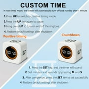 PULIVIA Visual Gravity Sensor Timer – Rotating Pomodoro Timer with Presets, LED Display, Rechargeable, Mute/Sound, Ideal for ADHD, Work, Kitchen – White