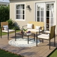 thumbnail image 3 of ELPOSUN Patio Furniture Sets for 4, 4 Pieces Patio Comversation Set with Glass Coffee Table,for Backyard Balcony Lawn Pool,Yellow/Beige, 3 of 11