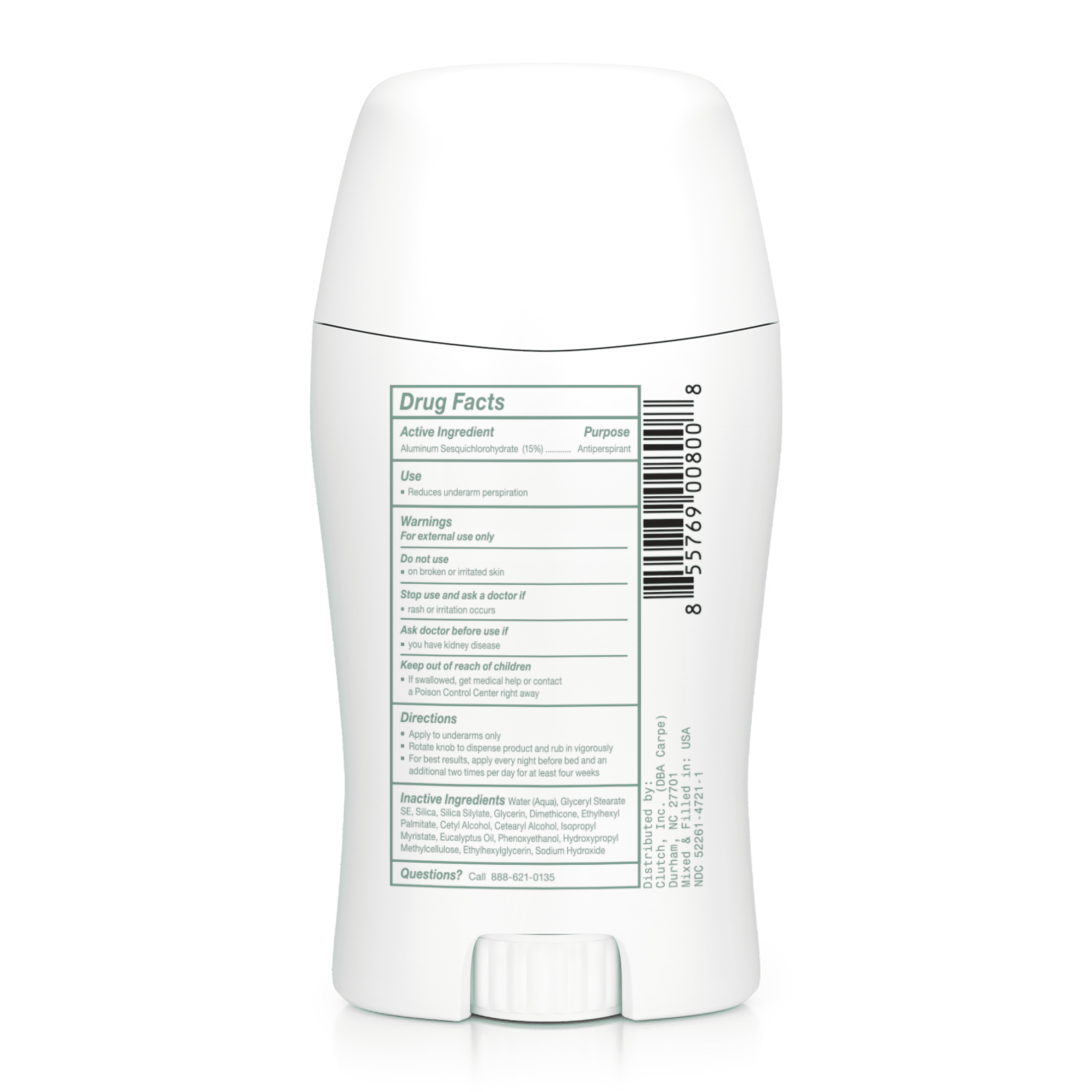 Carpe Underarm Antiperspirant and Deodorant for Women and Men, Original Eucalyptus, 1.69 fl oz