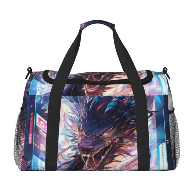 Disketp Urban Style Colorful Dragon Bolsa de Viaje Tipo Duffle, Bolso de Mano para Fin de Semana para Mujer, Bolsa de Gimnasio Ligera para Hombre, Esencial para Viajes