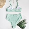 thumbnail image 5 of Sngxgn Bikini Set for Women Solid V Neck High Waisted Two Piece Swimsuit(Green,S), 5 of 7