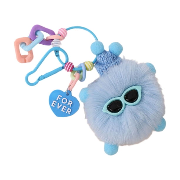 Llavero de peluche ligero para bolso de mano, decoración colgante, bolsa de regalo, decoración para llavero de coche Azul