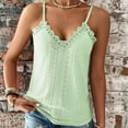 thumbnail image 3 of Scyoekwg Womens Tops Camisole V-Neck Eyelet Lace Tank Tops Camisole Summer Sleeveless Slim Solid Color Casual Basic Sling Blouses (Mint Green,L), 3 of 6