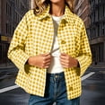 thumbnail image 2 of BXJX Womens Plaid Shackets, Lapel Collar Lightweight Button Down Long Sleeve Shacket Jackets with Pockets Yellow Size L, 2 of 7